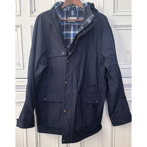 Lands’ End Mens Large (42-44) Bayfield Cotton Parka Barn Jacket Navy Blue 486014 - Picture 2 of 16